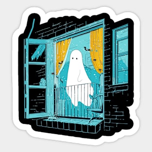 Spooky Ghost in the Window, Boo in the Window Sticker